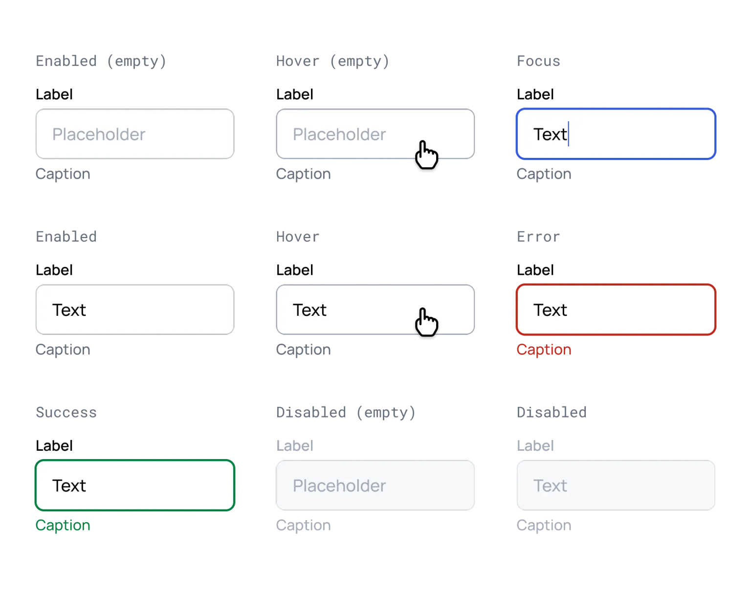 Text Input states