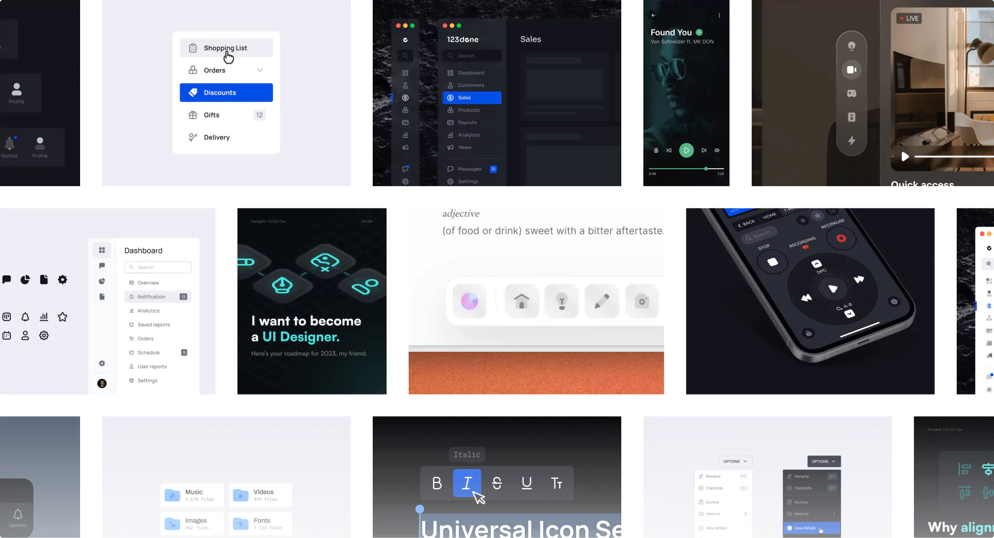 Examples of using the Universal Icon Set