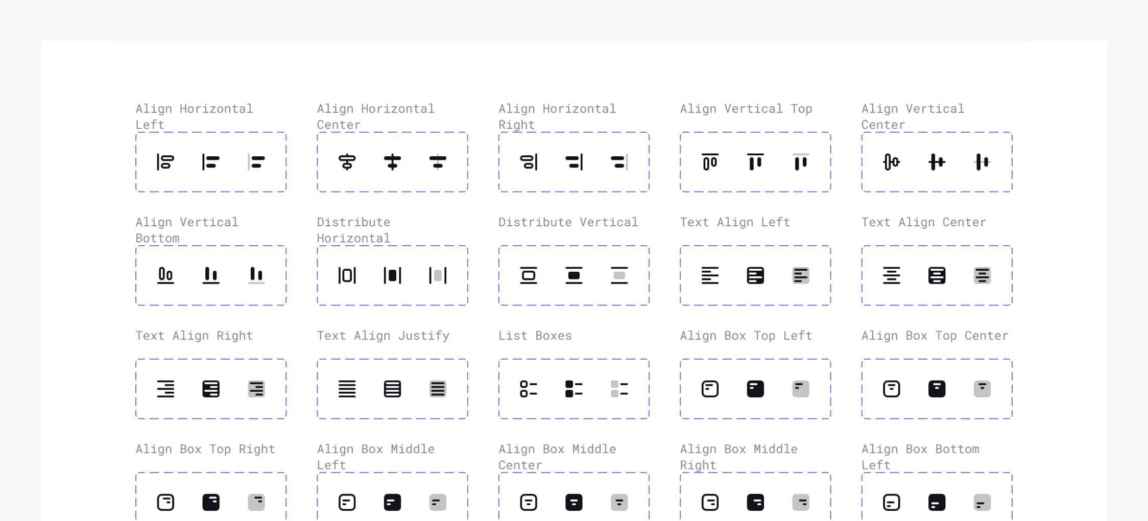Formatting icon set in Universal Icon Set in Figma.