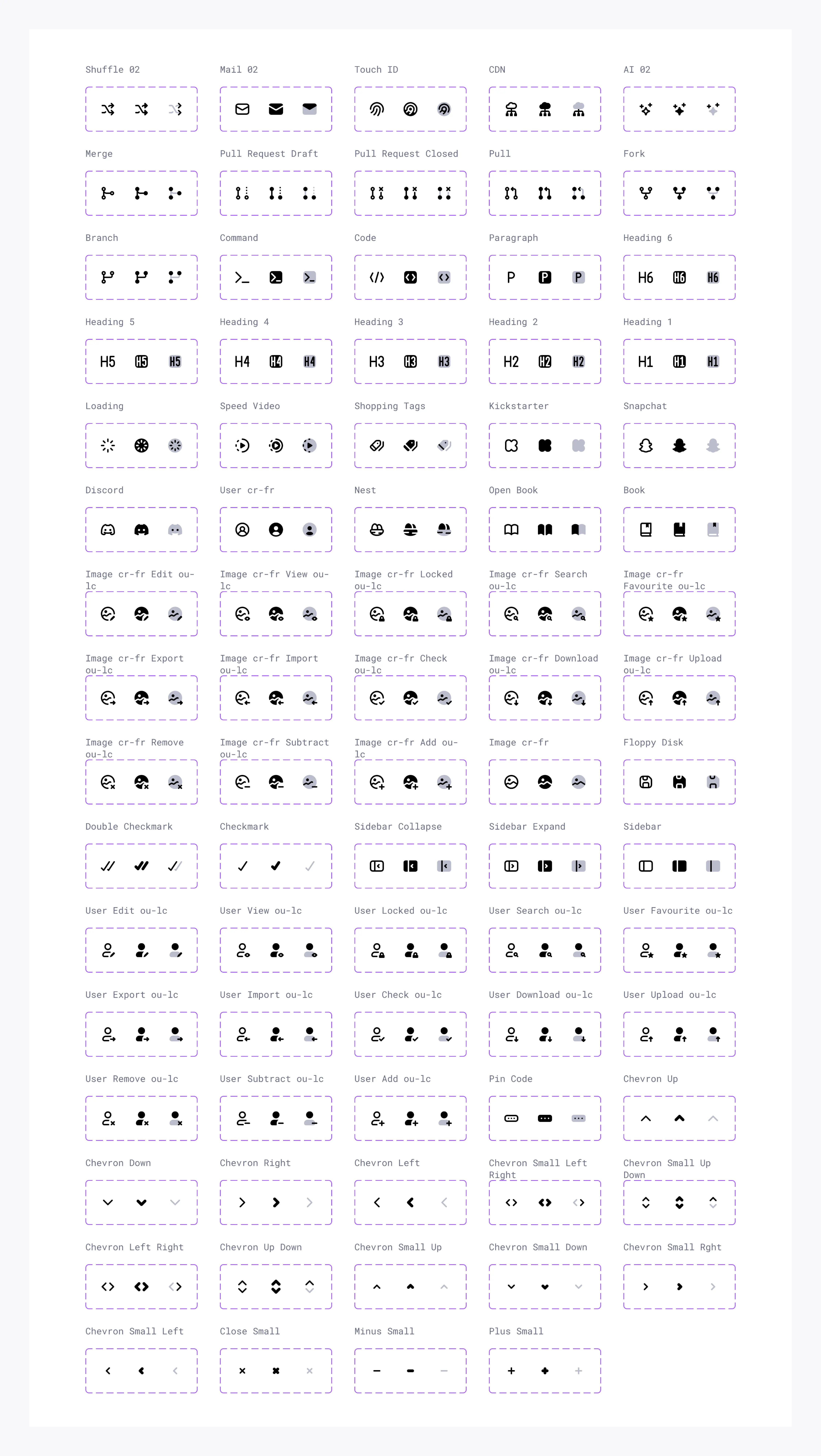 New icons in Universal Icon Set in Figma. New icons in the Arrows, Devices and Electronics, Communication, Design, Formatting, Media, Shopping and Ecommerce, Social Media and Brands, User Interface categories.