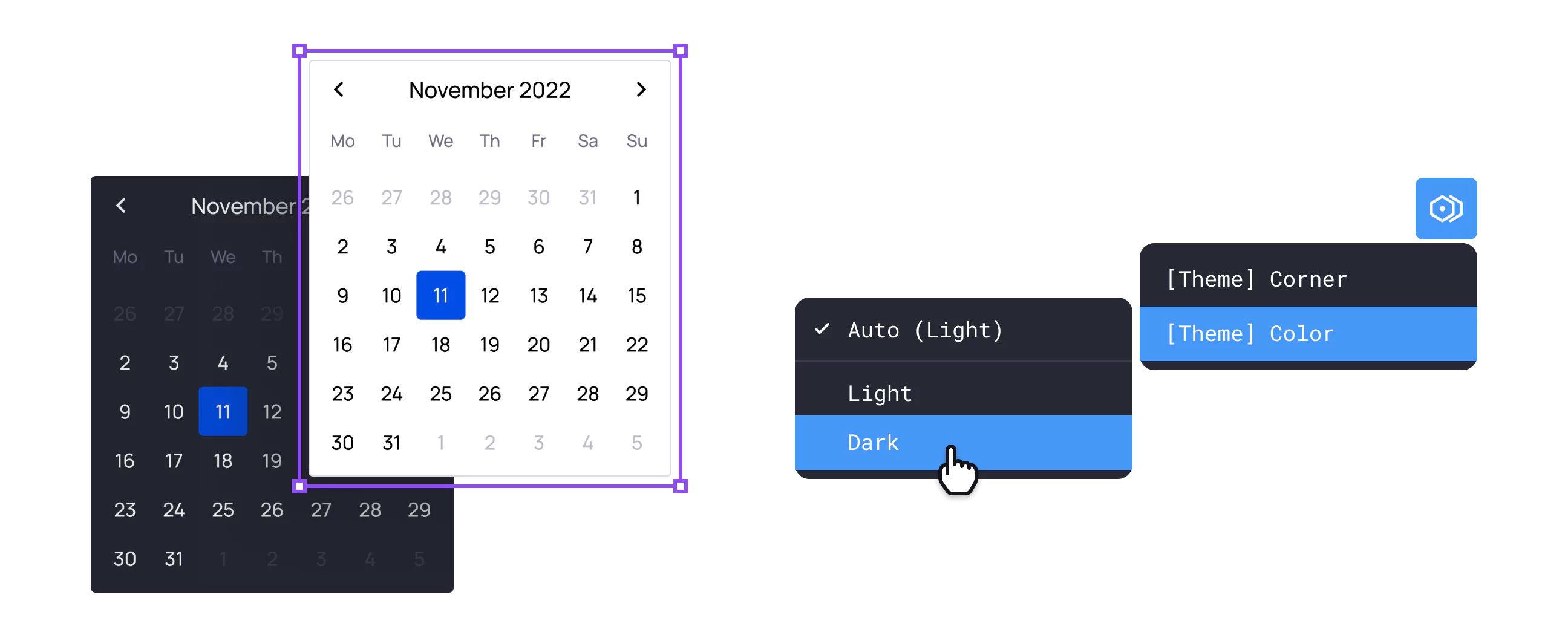 Switching between light and dark themes using variable modes